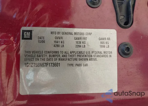 2007 Chevrolet Malibu Lt from USA, damaged, VIN 1G1ZT58N67F173601